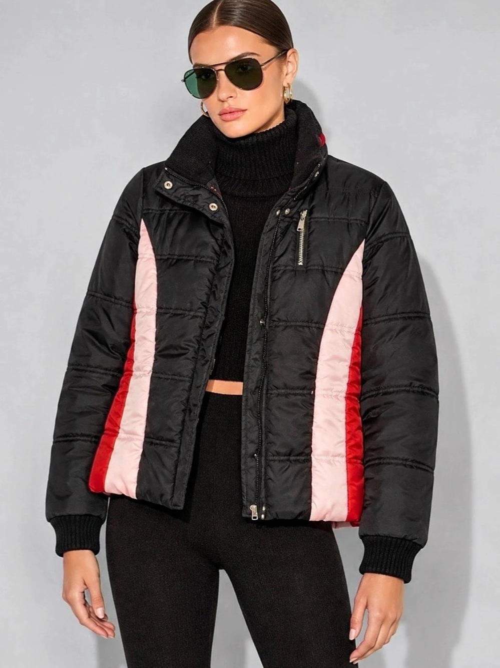 FIORUCCI Vintage Y2K Colour Block Quilted Puffer Jacket Size S